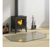 Fireplace glass plate Transparent 100x60 cm Tempered glass Bevel edge for stove