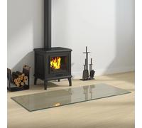 Fireplace glass plate Transparent 120 x 50 cm Tempered Glass Bevel Edge Heat200C