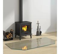 Fireplace Glass Plate Transparent 120 x 60 cm Tempered Glass Floor Protector Pad