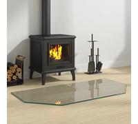 Fireplace Glass Plate Transparent Tempered 100x50cm Bevel Edge Floor Shield Heat