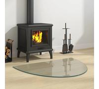 Fireplace Glass Plate Transparent Tempered 80x60cm Bevelled Heatproof 250kg Load