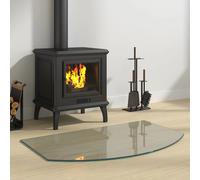 Fireplace glass plate Transparent Tempered Glass 80 x 50 cm Floor Protector Edge