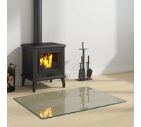 Fireplace Glass Plate Transparent Tempered Glass 80 x 60 cm. Floor Shield Edge.