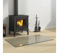 Fireplace Glass Plate Transparent Tempered Glass 80x50cm Bevelled Polished Edge
