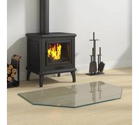 Fireplace Glass Plate Transparent Tempered Glass 80x50cm Heat Resistant Bevelled