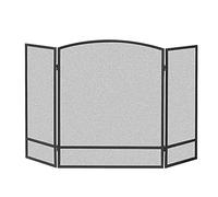 fireplace guard Modern Metal Fireplace Screen with Steel Mesh Cover Black - 3 Panel & Folding Large Safety Spark Guard for Indoor Kitchen, Arched Design