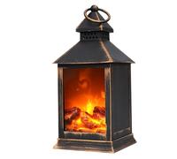 Fireplace Lantern Flameless LED Fireplace USB/Battery Powered Desktop Fake Fireplace with Handle Portable Mini Fireplace for Indoor Outdoor 4.1x4.1x9.8 inch