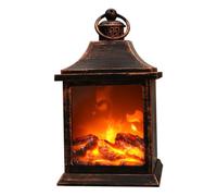 Fireplace Lantern Vintage USB Battery Operated Simulation Fireplace Lamp with Hanging Ring Flameless Faux Fireplace, No Battery Fireplace Lantern, Faux Fireplace, Fireplace Light