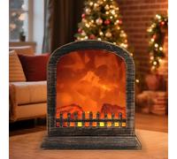 Fireplace Lanterns Decorative,Portable Vintage Electric Fake Fireplace Light with LED Realistic Flame Effect USB Rechargeable Battery Powered Small Fire Lamp Indoor Outdoor Christmas Home Decor