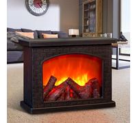 Fireplace Lanterns Decorative,Small Fake Fireplace,Flame Effect LED Fire Lamp,Battery Operated USB Charge Portable Fireplace,Indoor Outdoor Christmas Decoration (No Heater Function Black)