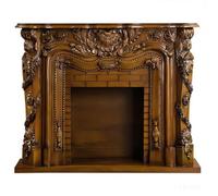 Fireplace Mantel Ornate Solid Oak Fireplace Mantel with Relief Details Classic Decorative(Natural)