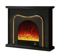 Fireplace Mantel Surround Electric Fireplace with Mantel Solid White Oak Wood Frame Realistic LED Flame Effect(Black)