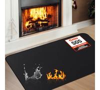 Fireplace Mat, 2'8'' x 4'11'' x 0.04'' Fireplace Rug, Hearth Rug for Wood Stove Fireplace Indoor Outdoor, Thin Fireplace Rugs Fire Resistant Protects Floors Carpets from Sparks Embers, Black