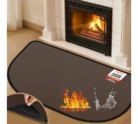Fireplace Mat Fireproof, 2'4'' x 4' x 0.06'' Flame-Resistant Hearth Pad, Fiberglass and Non-Slip Bottom Fireplace Rug, Ember Protection Mat for Fireplace Stove, Brown