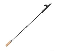 Fireplace poker made from iron with wood handle for extended durability and controlled handling of ashes and burning materials