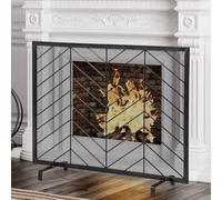 Fireplace Screen, 39 x 31 Inch Single Panel Heavy Duty Modern Decorative Metal Mesh Fire Spark Guard for Wood Burning Fireplace - Indoor & Outdoor Use ()