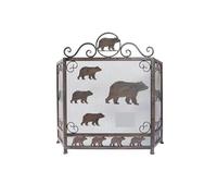 Fireplace Screen American Iron Retro Floor Three Folding Fireplace Screen Partition Bear Pattern Fireplace Fence Spark Guard Cover (A) small gift