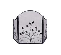 Fireplace Screen American Iron Three Folding Fireplace Screen, Carved Fireplace Fence Partition, Hollow Screen Decoration Spark Guard Cover (A) small gift