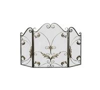 Fireplace Screen European Three Folding Iron Fireplace Partition Screen, Floor Household Heating Fence, With Mesh Fire Protection Screen Spark Guard Cover (A) small gift