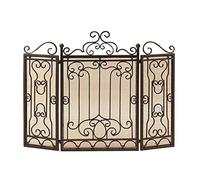 Fireplace Screen French Fire Screen Wrought Iron Floor Tri-fold Real Fire Fireplace Partition Screen Hollow Decoration Household Stove Fence Folding Screen Spark Guard Co small gift