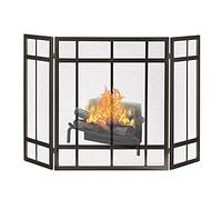 Fireplace Screen Guard, Classic Style Iron Fireplace Screen, Extra Wide Previous Fire Screen Vintage 3-Panel Wrought BlackGuard Cover