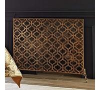 Fireplace Screen Guard, Fireplace Spark Protection Antique Fireplace Screen Mesh, Solid Wrought Iron Spark Flame Guard Baby Safe Proof, Ideal for Wood Burner/Stove/Gas Fi