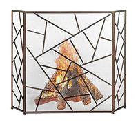 Fireplace Screen Guard, Foldable Flat Fireplace Screen with Mesh, Vintage Freestanding Safety Gold 3-Panel Flame FireGuard, 53×33.5inch
