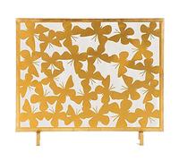 Fireplace Screen Guard, Large Gold Fireplace Screen with Butterfly Pattern,Single Panel Ornate Wrought Iron Metal Fire Place Standing Gate DecorGuard
