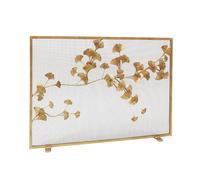 Fireplace Screen, Handcrafted Wrought Iron Fire Spark Guard Fire Place Gate Protector For Living Room, Children And Pet Safety(Gold)