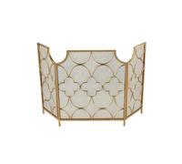 Fireplace Screen Simple European Screen, Iron Partition With Mesh Stove Fence, Three Folding Fireproof Fireplace Screen Spark Guard Cover (A) small gift