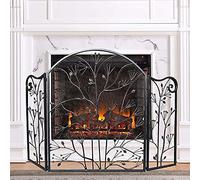 Fireplace Screen, Vintage Foldable Arched Fireplace Screen Mesh Cover 3-Panels Proof Fire Place Fence Large Stove Accessories small gift