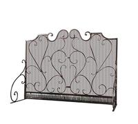 Fireplace Screen Vintage Free-Standing Metal Fireplace Screen with Mesh, Fire-Resistant Decorative Divider and Safety Guard(Black)