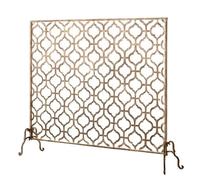 Fireplace Screen Vintage Iron Fireplace Screen with Mesh, Decorative Divider, Door, and Fire Pit Guard for Living Room, Classic Home Decor(Gold,93cm)
