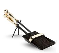 Fireplace Shovel & Brush Set - Heavy Duty Fireside Tool Set for Ash, Coal & Wood Burner - Durable Metal Fire Accessories for Home, Log Burners & Open Fires Black & Brass Brush & Shovel - FIRE98