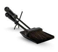 Fireplace Shovel & Brush Set - Heavy Duty Fireside Tool Set for Ash, Coal & Wood Burner - Durable Metal Fire Accessories for Home, Log Burners & Open Fires All Black Round Handles - FIRE99