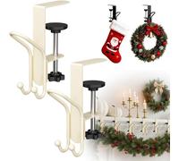 Fireplace Stocking and Garland Hanger, 2026 New Garland Hangers for Mantle,No-Drill Hook Organizer,Adjustable Metal Hooks,Holiday Decor Garland Hanger for Door Frame (Beige,2PC)