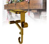 Fireplace Stocking and Garland Hanger,Adjustable Length Metal Hooks (5"- 8.5") with Non-Slip Pads,No Drill,Heavy Duty Adjustable Garland Hangers for Mantle(Gold2pcs)