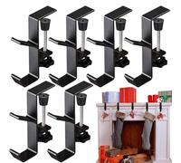 Fireplace Stocking Garlands Hanger - 6 Pieces Stocking Holders for Mantle 2 in 1 Adjustable Garland Hook Heavy Duty Mantel Stockings Rack Christmas Fireplaces Coat Hook Behind The Door for Christmas