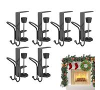 Fireplace Stocking Hanger, Christmas Garland Hanger, 4.53x3.94in Heavy Duty Steel Hooks, Adjustable Clamp Design, Rust-Resistant Authentic Build for Mantle, Entryway, Apartment