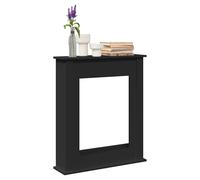 Fireplace Surround Black Engineered Wood 75x20x87.5cm Mantel Shelf LED Flame Kit