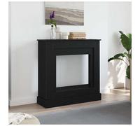 Fireplace Surround Black Oak 90x30x90cm Engineered Wood LED Mantel Shelf Modern