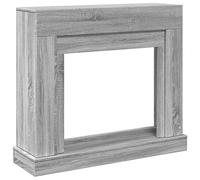 vidaXL Grey Sonoma Engineered Wood Fireplace Surround/Mantel - Compatible with LED Flames, 100 x 30 x 87.5 cm