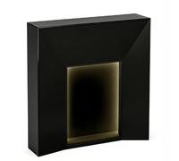 Fireplace Surround Modern Geometric Fireplace Mantel with LED Freestanding Decorative Surround(Black)