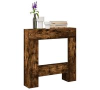 Fireplace Surround Smoked Oak Wood Material 81 x 18 x 82 cm Fireplace for Electric Fireplace with Storage Area, Compatible with LED Flames, Easy to Clean and Robust for Living Room and Patio