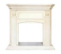 Fireplace Surround Solid Wood Traditional Fireplace Mantel Surround Cream White Carved Decorative(Large)