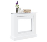 Fireplace Surround White Engineered Wood Mantel Shelf LED Compatible 90x30x90 cm