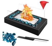 Fireplace, Tabletop Portable Table Top Firepit for Indoor, Outdoor Dinner Parties, Smores Maker with Decor Stone, Gifts for Women Mom Bioethanol Tabletop Fire Housewarming Birthday White Elephant Gift