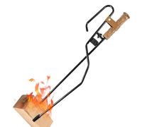 Fireplace Tongs - Iron Sapele Wood 50.5x9cm | 3-in-1w Fire Poker | Fire Blower Fireplace Tool Set for Managing Firewood Ash and Embers Wood Stove Hearth Indoor Outdoor Pit Cabin Home
