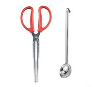 Fireplace Tongs Pellet Scoop Set Compatible For Single Stove For Mesa/XL, 2-in-1 Heat-resistant Cast-Iron Metal Grabber BBQ Fireplace Accessories