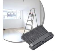 Fireplace tool replacement brush head with plastic handle and sisal hair bristles, designed to support thorough hearth cleaning and maintenance (L)